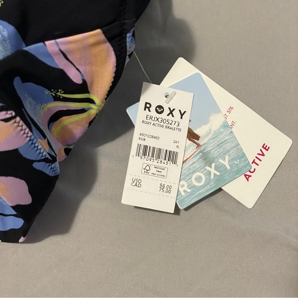 Roxy Active Bralette Bikini Top, ANTHRACITE KISS - Picture 4 of 6